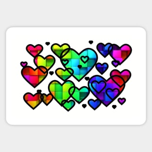 Hearts rainbow black Sticker